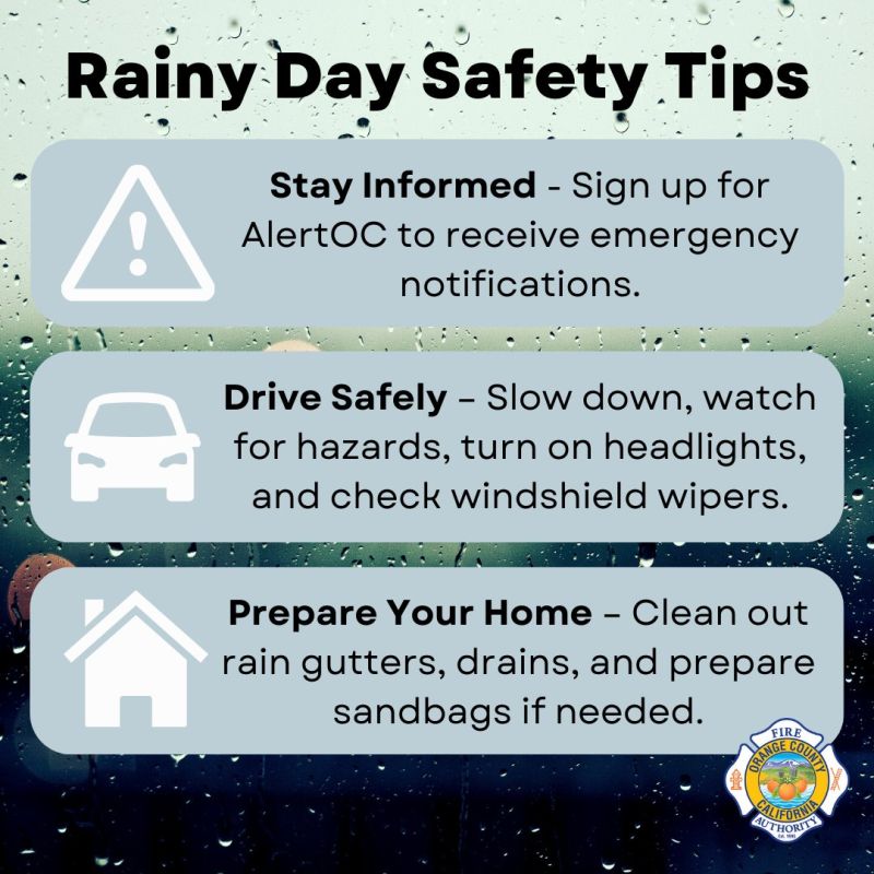 Image for the Tweet beginning: Orange County, heavy rain is